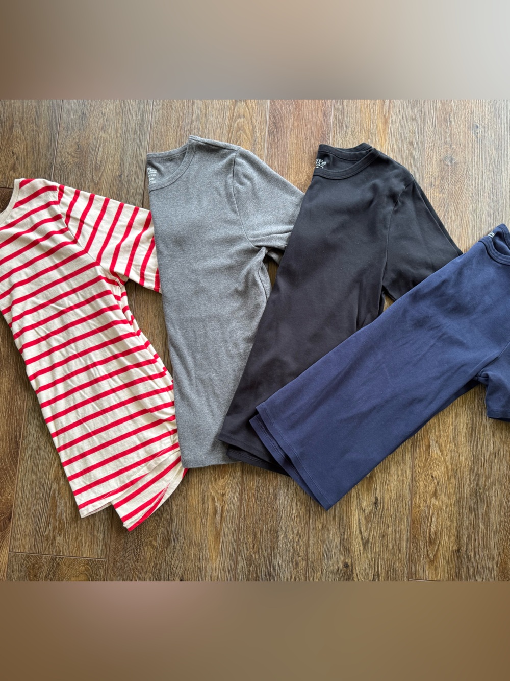 J. Crew Perfect Fit Crew Navy, Black, Gray, Red Stripe
